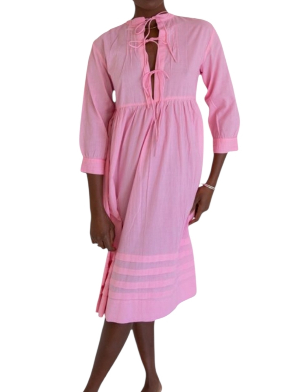 Little Tienda Organic Cotton Bette Dress Large Tie Front or Back Reversible Pink